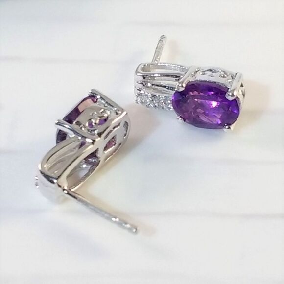 Amethyst Earrings 2.2 Carats tw - Picture 3 of 4